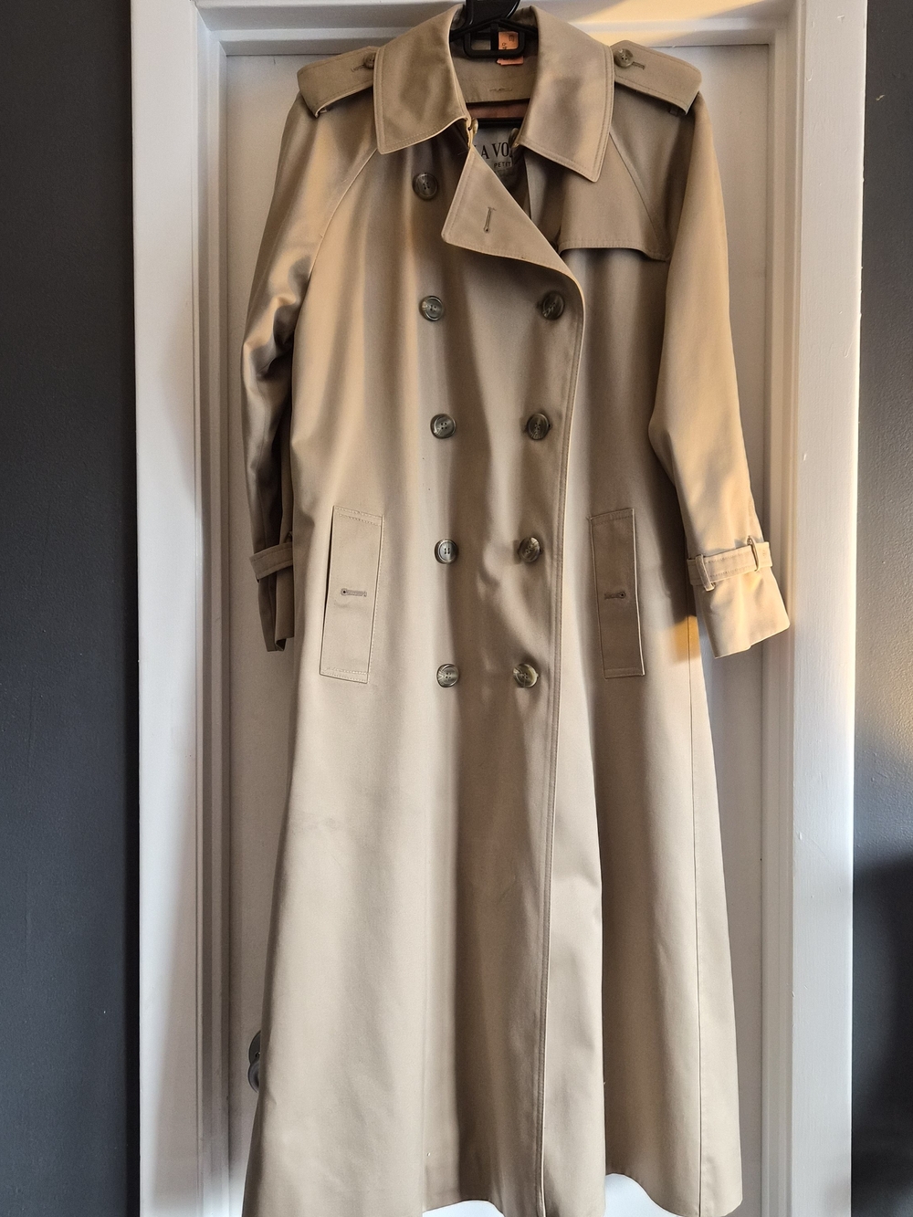 La Vogue Beige Double-Breasted Trench Coat